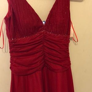 Red dress with red decor beads on top